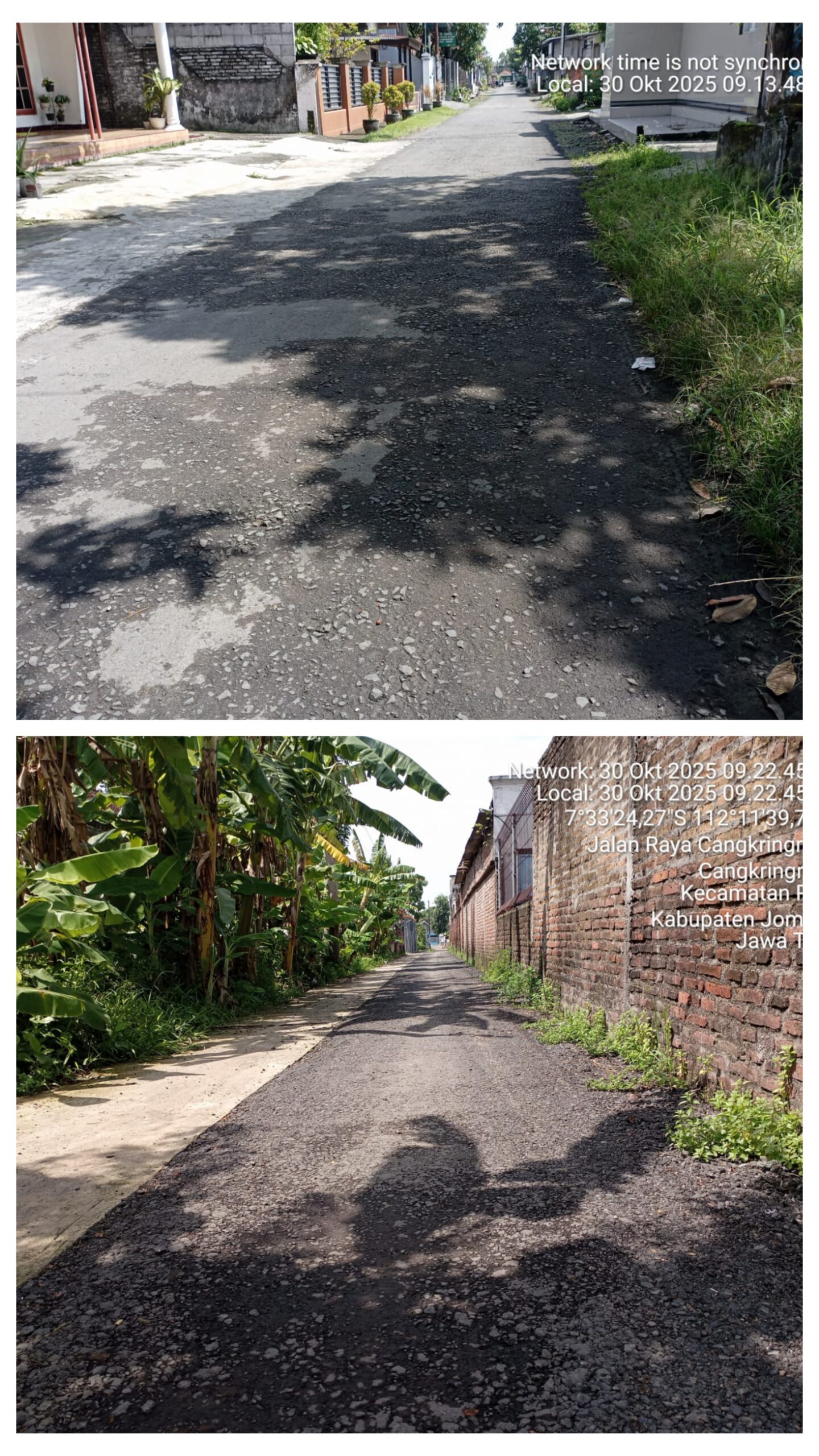 Dua bangunan Jalan Hotmix Di Desa Cangkring Ngrandu Perak Tanpa Keterangan.