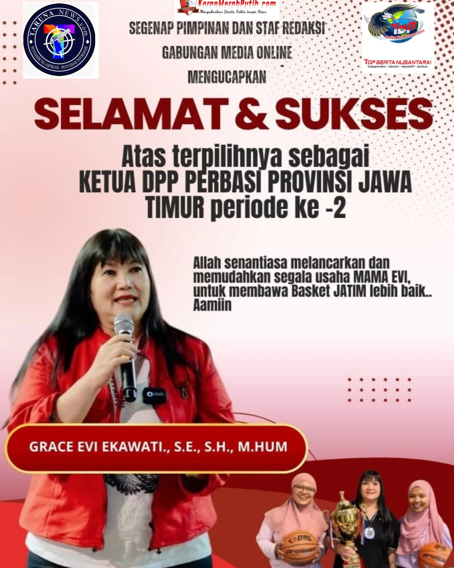 Media Online Beri Apresiasi untuk Grace Evi Ekawati, Ketua DPP PERBASI Jatim Periode Kedua”