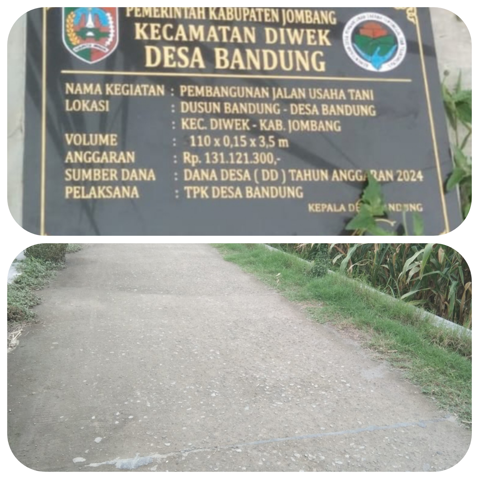 Telan Ratusan Juta Bangunan Rabat Beton Di Desa Bandung Diwek Rusak Parah.