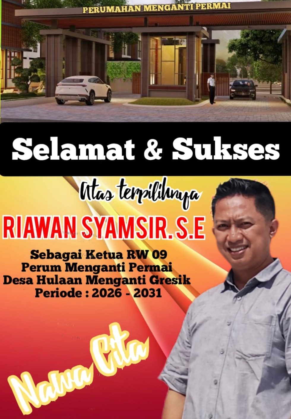 Ketua RW 09 Perum Menganti Permai Dijabat Riawan Syamsir, MAKI Jatim Sampaikan Harapan Besar